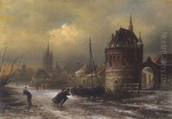 Ansicht Aus Der Umgebung Der Stadt Delft Bei Haag In Holland Oil Painting by Elias Pieter van Bommel