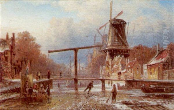 Der Overtoom In Amsterdam Oil Painting by Elias Pieter van Bommel