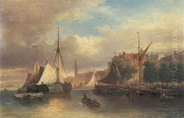 Ansicht Von Amsterdam Oil Painting by Elias Pieter van Bommel