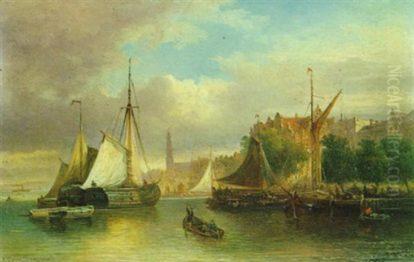 Ansicht Von Amsterdam Oil Painting by Elias Pieter van Bommel