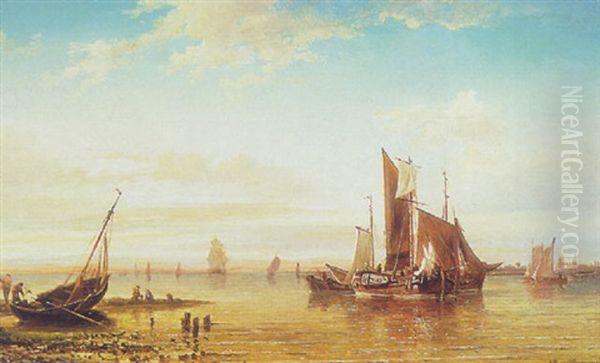 Shipping Near The Coast Oil Painting by Elias Pieter van Bommel