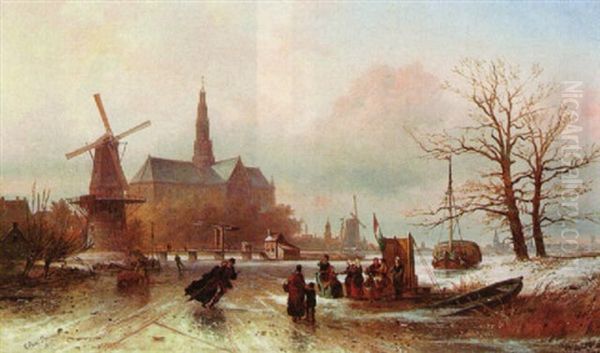 Afternoon By The Windmill Oil Painting by Elias Pieter van Bommel