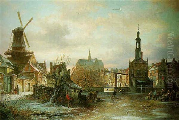 A View Of Dordrecht Oil Painting by Elias Pieter van Bommel