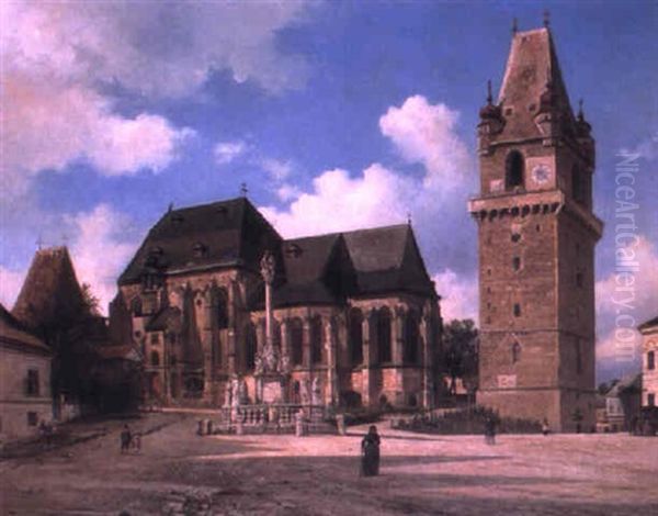 The Church Of Perchtoldsdorf, Vienna Oil Painting by Elias Pieter van Bommel