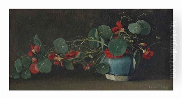 Indian Cress In A Ginger Pot Oil Painting by Jacobus Marinus van Bommel