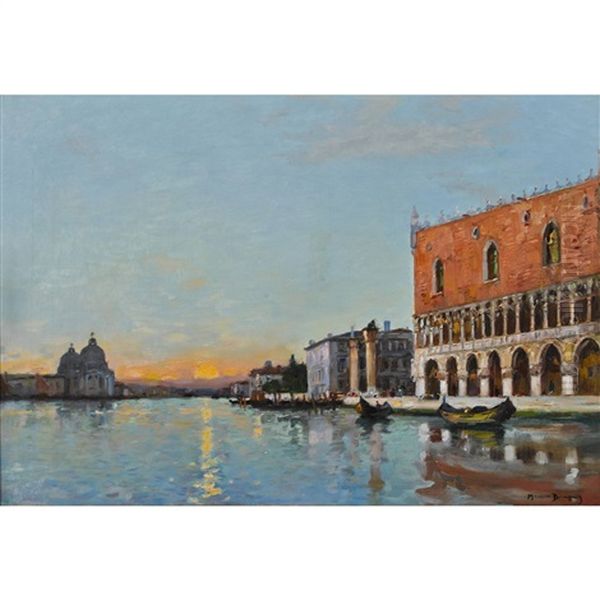 Canal Grande Mit Dogenpalast In Der Abendsonne Oil Painting by Maurice Bompard