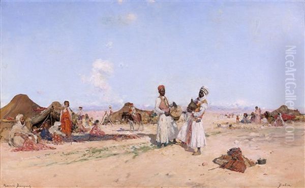 Fete A Biskra Oil Painting by Maurice Bompard