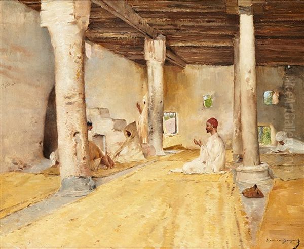 Mosquee De Sidi Mohammed, Chetma Oil Painting by Maurice Bompard