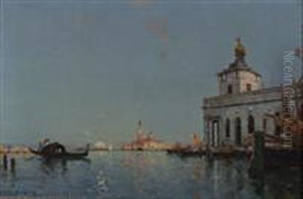 View Of Venice, Customs House & Campanile Beyond Oil Painting by Maurice Bompard