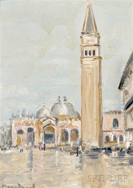 St. Mark's Square In Rain Oil Painting by Maurice Bompard