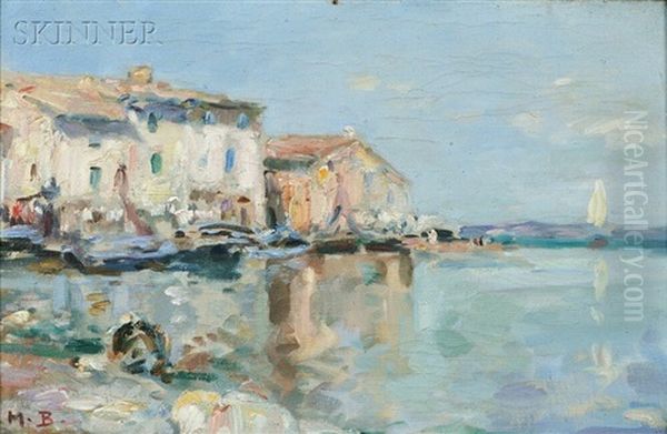 Italian Coastal View Oil Painting by Maurice Bompard