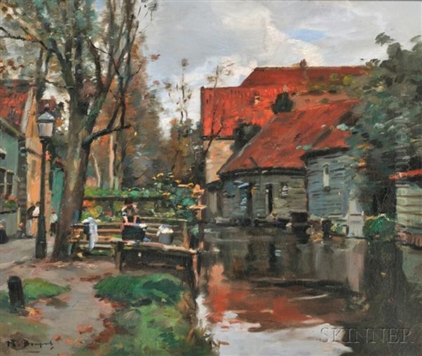 Strasbourg Canal Oil Painting by Maurice Bompard