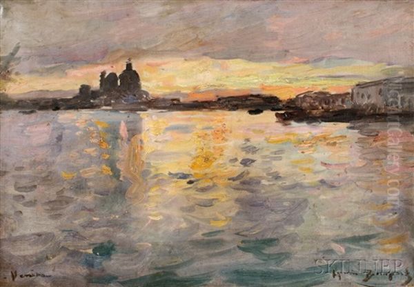 Venise /last Light Oil Painting by Maurice Bompard