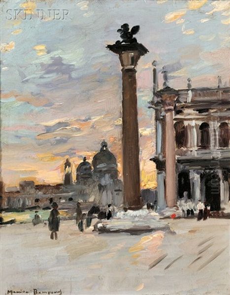 Piazza San Marco, Sunset Oil Painting by Maurice Bompard