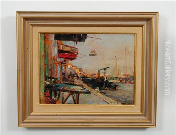 Docks Oil Painting by Maurice Bompard