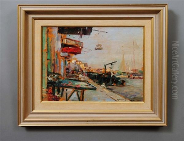 Docks Oil Painting by Maurice Bompard