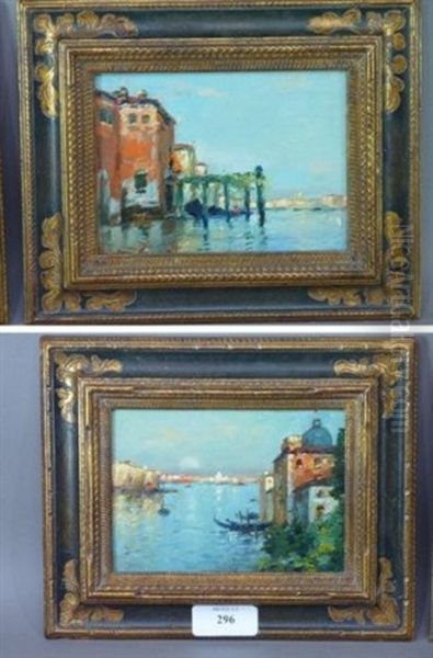 Vues De Venise (pair) Oil Painting by Maurice Bompard