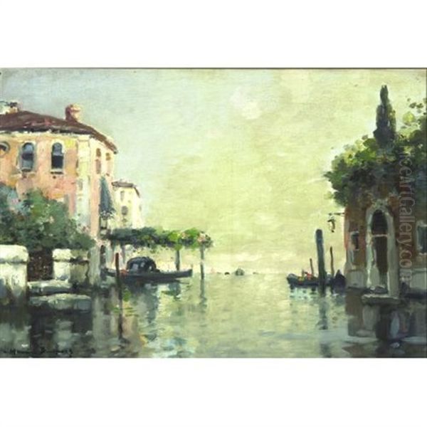 Venise: La Gondola Sous La Pergola Oil Painting by Maurice Bompard