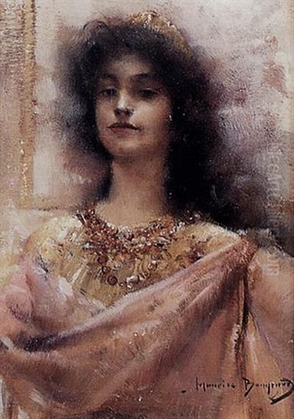 Jeune Orientale Aux Bijoux Oil Painting by Maurice Bompard