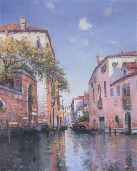 A Venetian View Oil Painting by Maurice Bompard