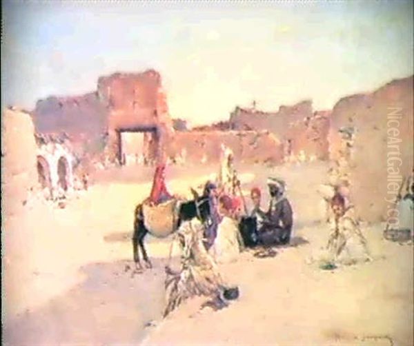 Scene De Village En Orient Oil Painting by Maurice Bompard