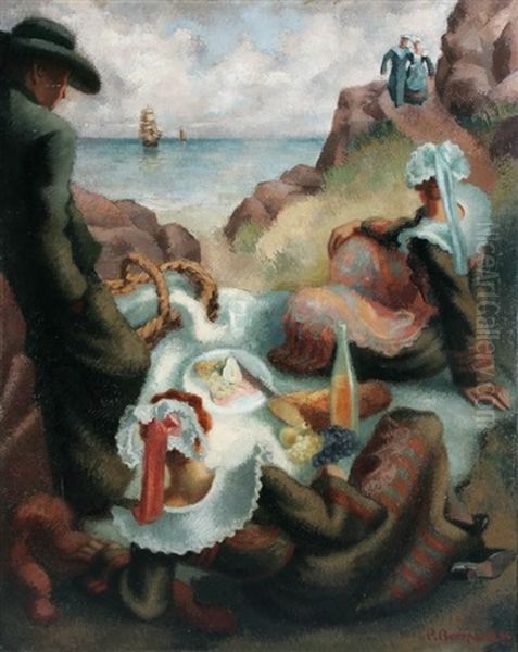 Le Dejeuner Breton Oil Painting by Pierre Bompard