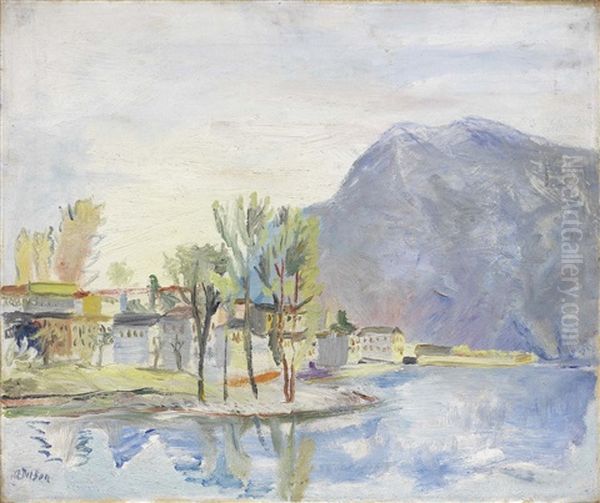 Paesaggio Di Lecco Oil Painting by Angelo Del Bon