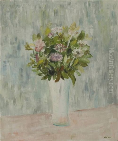 Fiori Nel Vaso Bianco Oil Painting by Angelo Del Bon