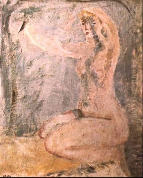 Nudo Inginocchiato Oil Painting by Angelo Del Bon