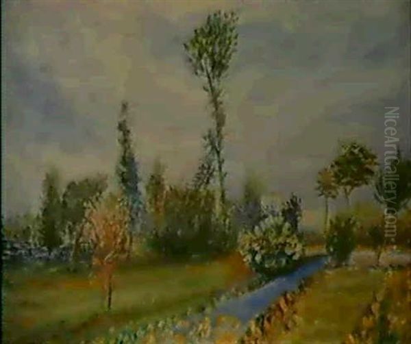 Campagna Milanese Oil Painting by Angelo Del Bon