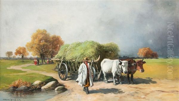 Ochsengespann Auf Der Landstrase Oil Painting by Wladyslaw Boncza-Rutkowski