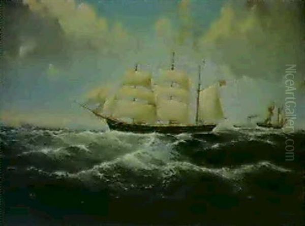 Shipping Off The Entrance To The Mersey Oil Painting by Richard Sebastian Bond