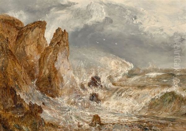 Rochers A Saint David, Pays De Galles Oil Painting by William Joseph J. C. Bond