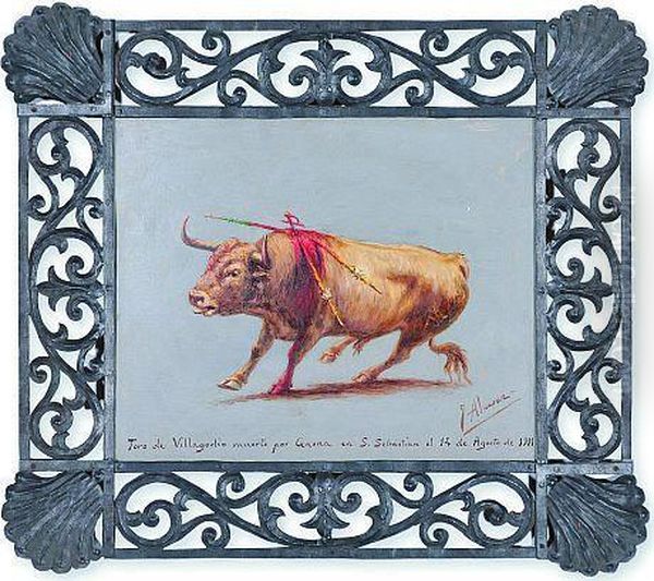 Toro De Villagodio Oil Painting by Julian Alcaraz