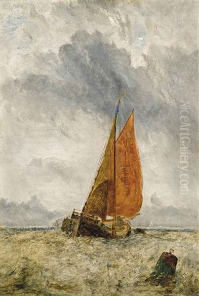 Hay Barge In Open Water Oil Painting by William Joseph J. C. Bond