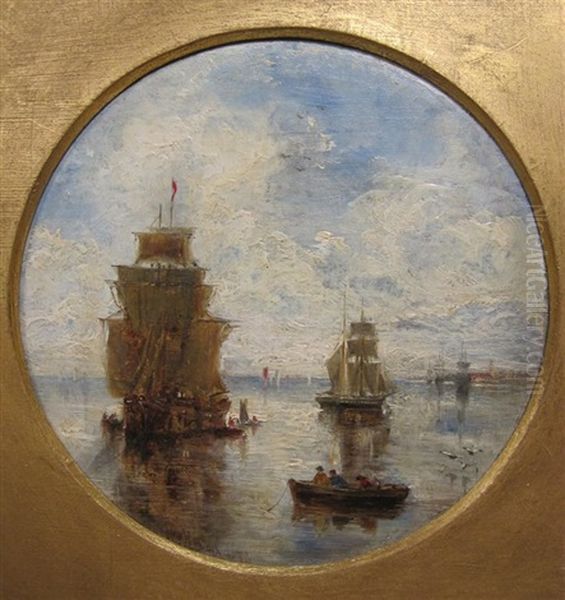 Shipping In A Calm On An Estuary Oil Painting by William Joseph J. C. Bond