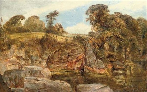 Near Roslyn Castle, Midlothian Oil Painting by William Joseph J. C. Bond