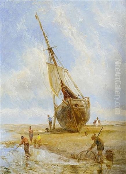 Unloading The Catch Oil Painting by William Joseph J. C. Bond