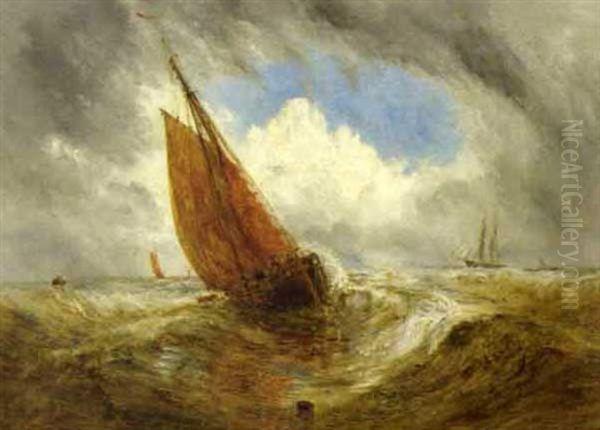 Sailboat At Sea Oil Painting by William Joseph J. C. Bond