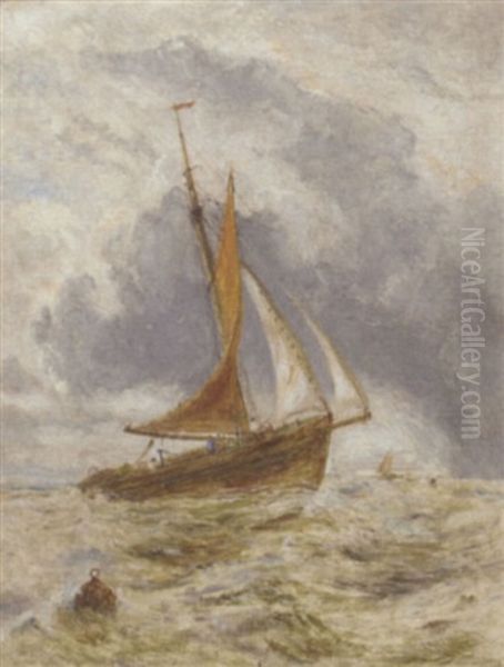 A Fishing Vessel At Sea Oil Painting by William Joseph J. C. Bond