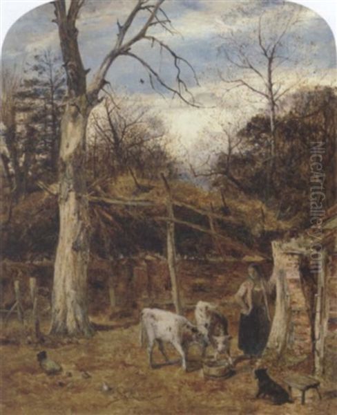 The Farmyard Oil Painting by William Joseph J. C. Bond