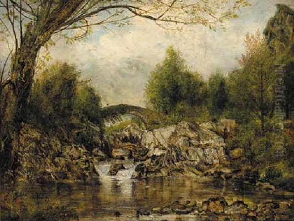 Leder Bridge Oil Painting by William Joseph J. C. Bond