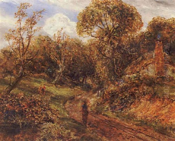 A Country Lane Oil Painting by William Joseph J. C. Bond