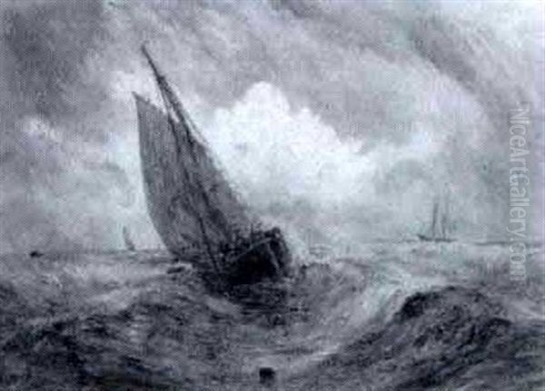 A Starboard Beat In A Rolling Sea Oil Painting by William Joseph J. C. Bond