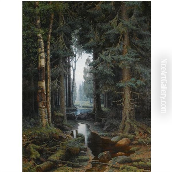 Forest Scene by Vladimir Archipovich Bondarenko