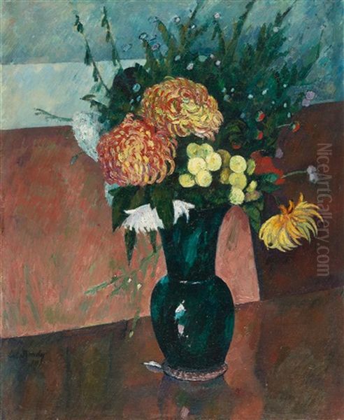 Blumenstillleben Mit Dahlien Oil Painting by Walter Bondy