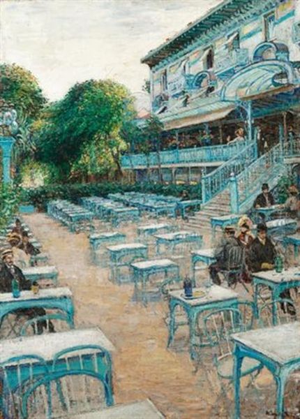 The Pavillon Bleu At St.-cloud Oil Painting by Walter Bondy