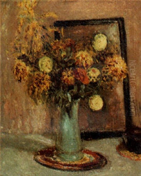 Still Life Of Flowers Oil Painting by Walter Bondy