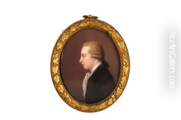 Portrait Miniature Of John Hope, Profile Facing Left, Wearing A Black Coat And White Tied Cravat Oil Painting by Henry Bone