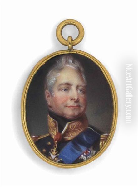 King William Iv (1765-1837), In Blue Coat With Gold Embroidered Collar And Gold Epaulettes, Wearing The Blue Sash And Breast-star Of The Order Of The Garter And The Badge Of The Order Of The Bath (after Andrew Morton) Oil Painting by Henry Bone